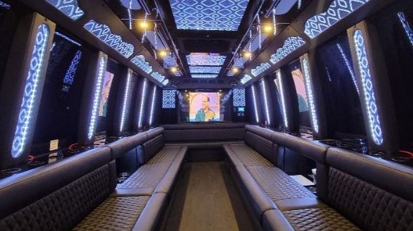 Interior of Charter Bus Company Mesa's Party Bus in Mesa
